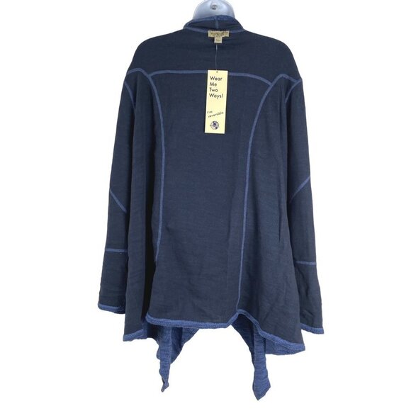 One World Reversible Open Cardigan Women's‎ 3X Blue Cotton Blend NWT CJ-1134 - Picture 8 of 15